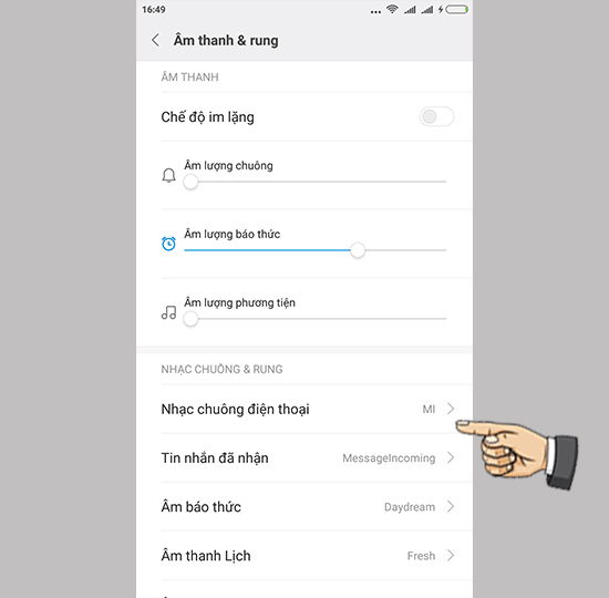 Chọn nhạc chuông điện thoại